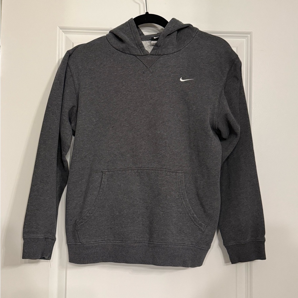 Nike Vintage Y2K Mini Swoosh Embroidered Pullover Hoodie Charcoal Grey Size XL - Picture 1 of 5